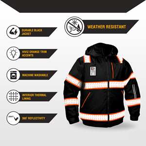 Visibility Enhanced Safety <b>Jacket</b> Reflective Striping High Contrast Multi Colors Durable Twill Fabric Construction <b>Worker</b> Gear - Product Image 2