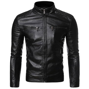 OEM Custom Leather <b>Biker</b> <b>Jacket</b> Men's Vintage Black Real Leather Motorcycle Coat Men's Slim Fit <b>Jacket</b> - Product Image 1