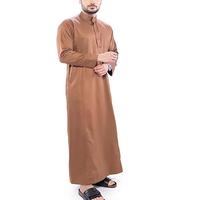 Vêtements musulmans islamiques pour hommes en gros : Abaya, Kaftan, Jubba, Thobe arabe du Qatar en polyester et coton, décontracté, à manches longues, longueur cheville