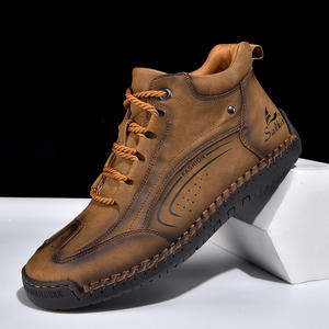 Botas de Cuero para Hombre, Cosidas a Mano, con Suela Resistente, Cómodas, Casuales, Estilo Martin, Modernas, para la Calle - Product Image 1
