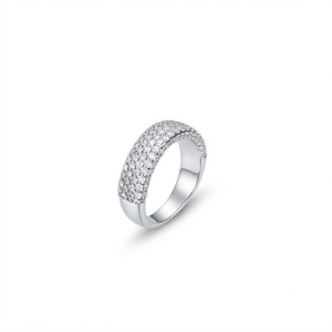 Anillo de Boda de Oro Sólido de 10K, 14K, 18K con Diamantes Cultivados en Laboratorio, Corte Redondo, Estilo Pave, Media Eternidad, Certificado IGI, Joyería Nupcial de Lujo - Product Image 3