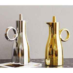 Cafetera Árabe Tradicional Dallah de Acero Inoxidable, Dorada y Plateada, para Servir Café Islámico en Casa y Hoteles - Product Image 1