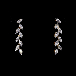 Long Marquise Cut Lab Grown Diamond <b>Drop</b> <b>Earrings</b> in Yellow <b>Gold</b> Stud <b>Earring</b> | Bridal & Wedding Jewelry - Product Image 1