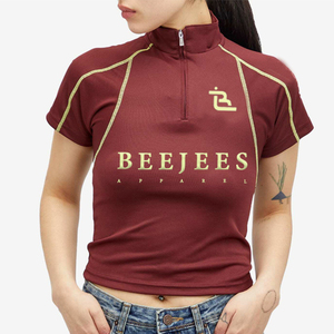 T-shirt unisexe léger à demi-zip pour l'été, vêtement de sport avec options de logo personnalisé, séchage rapide et respirant, tissu polyester/nylon - Product Image 3