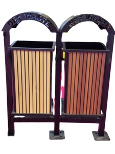 60Liters Iron Triangle Modern Luxury Waste <b>Bin</b> Garden Street Garbage Container Outdoor Public Use Grey Creative Litter <b>Bin</b> - Product Image 4