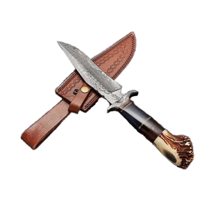 Couteau de camping et de bushcraft Premium LEGACY BLADES en acier Damas, pointe tombante, manche en bois fait main, lame fixe, qualité industrielle OEM - Product Image 1