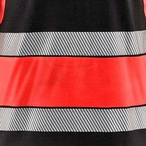 Camiseta de Seguridad de Alta Visibilidad para Hombre, Bicolor Rojo y Negro, 100% Poliéster, ANSI Clase 2, con Logotipo Personalizado Impreso, LED Intermitente, OEM/ODM, Transpirable - Product Image 6