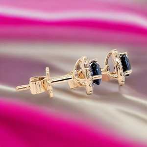 Boucles d'oreilles clous en saphir, argent sterling 925, plaqué or rhodié, certifiées IGI, bijoux ethniques bleu Ceylan, cadeau pour femme, vente en gros pour fêtes - Product Image 6