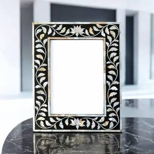 Luxury <b>Black</b> Bone Inlay Wooden <b>Photo</b> <b>Frame</b> Handmade Floral Picture <b>Frame</b> Decorative Tabletop Desktop Display <b>Frame</b> Home Office - Product Image 4