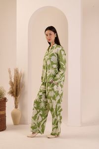Ensemble de pyjama pour femmes en coton 100% imprimé paon et jardin, doux et respirant, vêtements de nuit pour femmes, vêtements de détente, été, printemps - Product Image 5