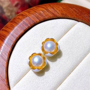 Boucles d'oreilles en perles d'eau douce Mantou, design classique, simples et polyvalentes, bijoux Zhuji, boucles d'oreilles en perles Zhuji - Product Image 1