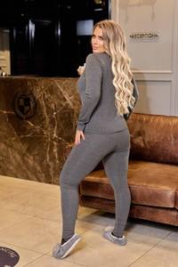 Conjunto de ropa interior térmica para mujer, capa base cálida con forro polar, traje térmico de jersey suave y elástico para comodidad en invierno - Product Image 3