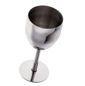 Simple Look Stainless Steel Wine <b>Glass</b> Set of 2 Modern Round Stemmed <b>Goblets</b> Unbreakable for Party Minimalist Design - Product Image 5