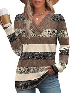 Camisas de Manga Larga para Mujer, Conjuntos de Otoño, Camisetas con Cuello en V, Blusas con Botones, Ropa de Moda - Product Image 1