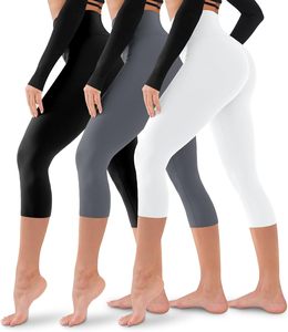 Leggings pour femmes à taille haute, couleur unie, tissu tricoté extensible, confortables, respirants, pantalons de sport pour le yoga et l'entraînement - Product Image 1