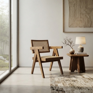 Silla de comedor de mimbre para interiores Akira, con detalles tejidos a mano, es perfecta para mejorar su espacio de comedor con comodidad natural. - Product Image 3