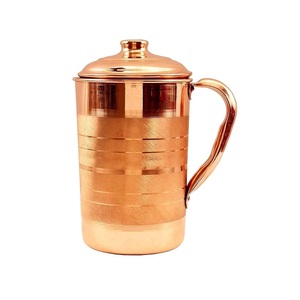 Pure Copper Water <b>Jug</b> Pitcher for <b>Drinking</b> Water | Handmade Copper Water Pot with Handle for Home Kitchen Office Dining - Product Image 1