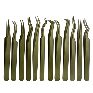 แหนบต่อขนตาสแตนเลสพรีเมียม ปลายไฟเบอร์และเพชร รับทำโลโก้ตามสั่ง - Product Image 1