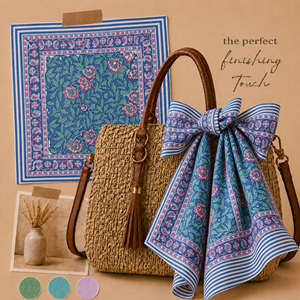 Floral Bag Charm Purse Scarf Printed Square Bandana Multifunctional Casual Wear Spring Summer Style Neckerchief - Product Image 2