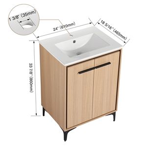 Mobile bagno da 24 pollici in legno ingegnerizzato con lavabo e anta contenitore, accessibile per disabili - Product Image 4
