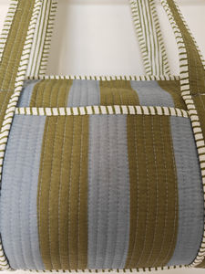 Bolsa de Viaje Pequeña con Estampado de Rayas, Bolsa de Algodón Acolchado con Cierre de Cremallera y Asas Dobles |   Bolsa de Gimnasio Ligera de 20-35L para Fin de Semana - Product Image 5