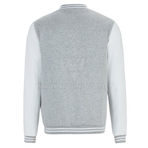 Premium Streetwear Outerwear Letterman Jacket Modern Style <b>Covered</b> <b>Button</b> Front Wool Body Contrast Sleeves Fashion Clothing - Product Image 2