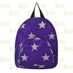 Purple Glitter <b>Star</b> Pattern Backpack Softback Zipper Closure Polyester Material Unisex Fashion Daily Use - Product Image 4