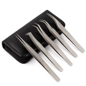Kit Profesional de Pinzas para Pestañas de Alta Calidad con Punta de Fibra, Estuche con Banda de Algodón Negra, Pinzas para Extensión de Pestañas, Marca Privada - Product Image 6