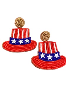 Add New Handwork Beaded Embroidery USA Flag Beaded Ice Cream Earring Elegant Luxury Premium Unique Designer Choice For <b>Girl</b> - Product Image 3