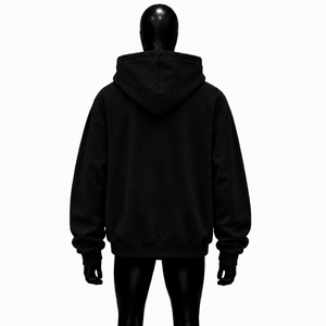 Sudadera con Capucha Negra Extra Grande para Hombre con Estampado de Retrato Blanco, Estilo Hip Hop, Diseño de Bolsillo con Logotipo Frontal, Corte Regular, 100% Algodón Felpa - Product Image 2
