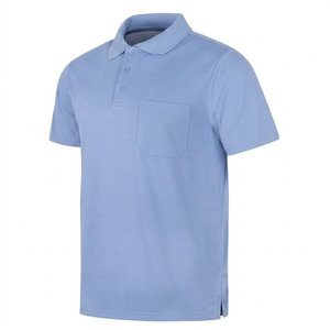 Chemises polo en coton piqué et polyester personnalisées en gros, polos pour hommes, couleur unie, manches courtes, polos de golf avec poche poitrine - Product Image 2