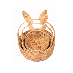 Woven Set of 3 Water Hyacinth Storage <b>Baskets</b> Kitchen Storage <b>Baskets</b> <b>Bunny</b> Shaped for <b>Easter</b> from Vietnam B2B - Product Image 1