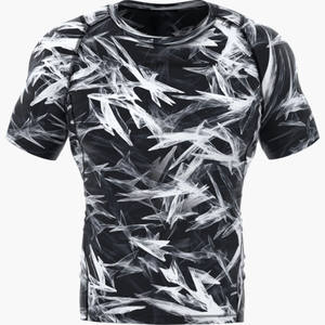 Camiseta de Compresión Sublimada Personalizada al por Mayor para Hombre, Cuello Alto, Manga Corta, Ropa Deportiva de Alta Calidad para Hombre - Product Image 1