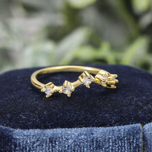 AMBER JEWELS T-1420 <b>Crown</b> Shape Engagement <b>Ring</b> 14K Gold Plated Lab Grown Diamond Prong Setting Unisex Classic Style IGI - Product Image 3