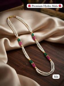 Ping Bling Premium AAA Hydro Pearl <b>Long</b> Statement Mala <b>Necklace</b> Gold Plated Traditional Indian Ethnic Fashion Women Wedding - Product Image 2