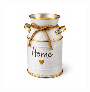 Jarrón con diseño Headway Home, galvanizado, estilo retro, tipo bidón de leche, maceta metálica, rústica, vintage, primitiva, soporte para flores, estilo granja - Product Image 1