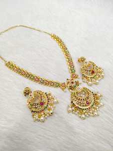 ชุดสร้อยคอและต่างหูสำหรับผู้หญิงชุดเครื่องประดับอินเดียสดใสชุดสำหรับงานแต่งงานและโอกาสพิเศษ - Product Image 3