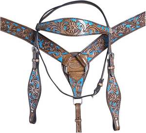 Ensemble de têtière et de peitorale de haute qualité pour cheval, style western - Product Image 1