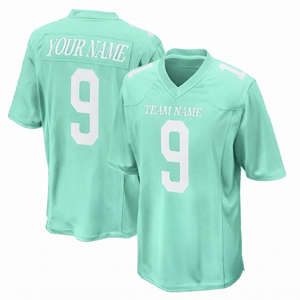 เสื้อฟุตบอลอเมริกันแบบกำหนดเอง ผ้าโพลีเอสเตอร์พิมพ์ลายแบบซับลิเมชั่น แขนสั้น ทรงพูลโอเวอร์ ไซส์ใหญ่ ระบายอากาศได้ดี มีกระเป๋า  สามารถสั่งทำชื่อและหมายเลขได้ - Product Image 1