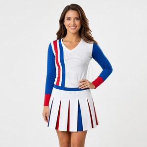 Uniformes de cheerleading de compétition trois couleurs avec personnalisation des couleurs et graphiques d'équipe sublimés OEM - Product Image 4