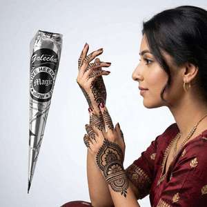 Cône de Mehndi à base d'extraits végétaux pour le travail de dessin sur les mains, applicateur d'art corporel temporaire pour les cérémonies et les événements culturels - Product Image 2