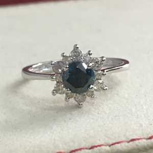 Real Diamond <b>Ring</b> 1.03 Ct Round Cut Natural White & <b>Blue</b> Diamond Engagement Wedding <b>Ring</b> for Women 925 Sterling Silver Wholesale - Product Image 1