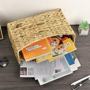 Panier de rangement en jacinthe d'eau tressé à la main avec poignée pour bureau et décoration intérieure, vente en gros, OEM ODM - Product Image 4