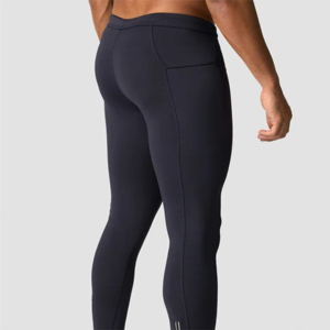 Men's Compression <b>Leggings</b> Crossover Waistband Tummy Control Seamless Design Solid <b>Pattern</b> Anti-UV Quick Dry for Enhanced - Product Image 2