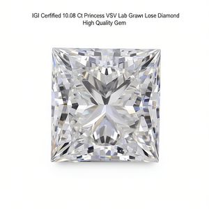 เพชรหลวมคุณภาพสูงทรงปรินเซส VS2 น้ำหนัก 10.08 กะรัต ได้รับการรับรองจาก IGI ผลิตในห้องปฏิบัติการ - Product Image 2