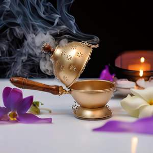 Quemador de Incienso Metálico Religioso con Base Estable Diseñada para Evitar Volcaduras, Uso Continuo, Uso Intenso, Hecho a Mano, Ecológico, Bajo Costo - Product Image 3
