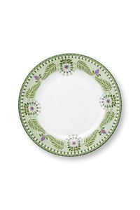 Rectangular Metal <b>Serving</b> Plate With Floral Pattern Color Enamel Bohemian Design <b>Gold</b> Trim - Product Image 1