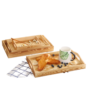 Plateau de service artisanal en bois d'acacia de style japonais moderne pour le petit-déjeuner, les collations et le thé de l'après-midi - Product Image 2