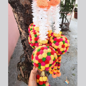 Aritifcial soucis multicolore pompon boule suspendue 100% fait à la main matériel boule tentures belles tentures pour la décoration intérieure - Product Image 1