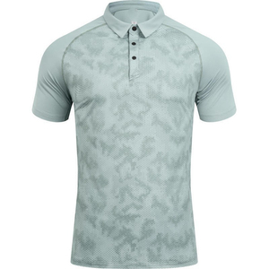 Polo pour homme bleu clair dégradé à manches courtes, respirant, tricoté, 100 % polyester, imprimé par sublimation, vêtements de golf décontractés - Product Image 3